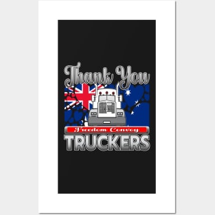 THANK YOU, TRUCKERS - AUSTRALIA FLAG WITH HEARTS - FREEDOM CONVOY CANBERRA - SILVER GRAY LETTER DESIGN Posters and Art